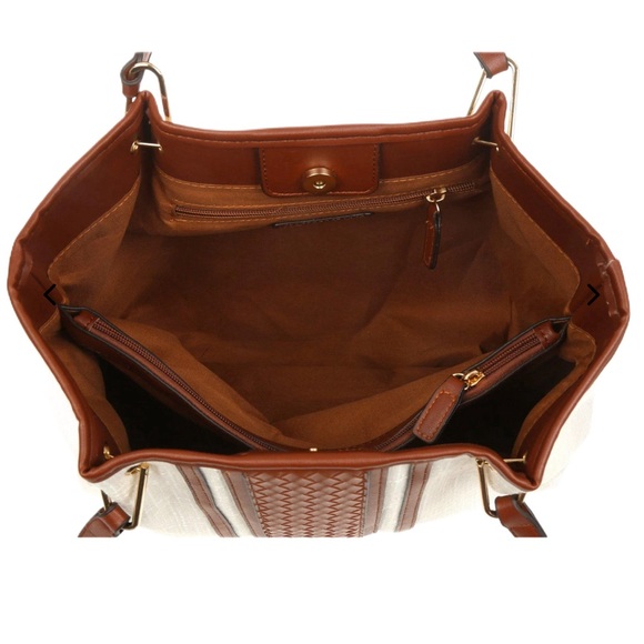 ADRIENNE VITTADINI LINEN TOTE W/ DETACHABLE POUCH - Picture 7 of 14